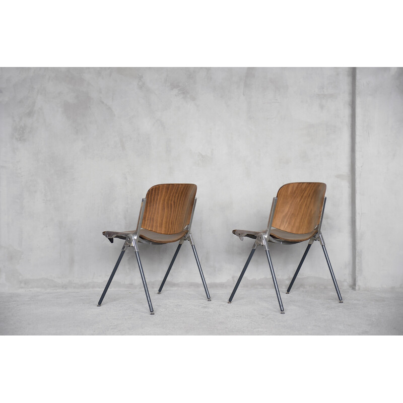 Paire de chaises vintage Agorà en aluminium anodisé et contreplaqué de hêtre par Paolo Favaretto pour Emmegi, Italie 1970