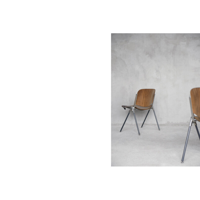 Paire de chaises vintage Agorà en aluminium anodisé et contreplaqué de hêtre par Paolo Favaretto pour Emmegi, Italie 1970