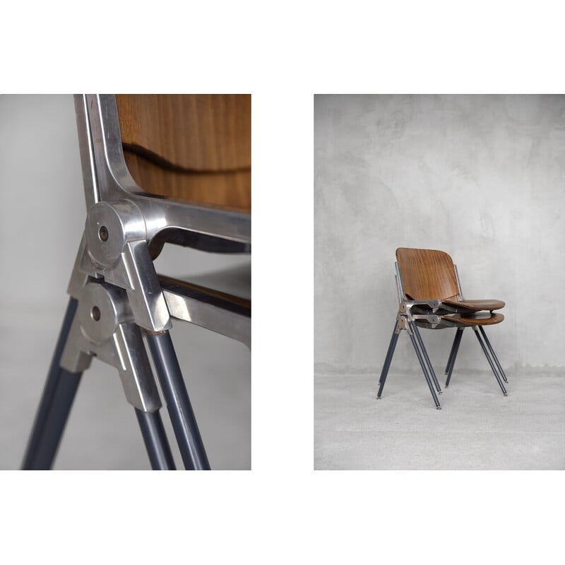 Ein Paar Agorà-Stühle aus eloxiertem Aluminium und Buchensperrholz von Paolo Favaretto für Emmegi, Italien 1970