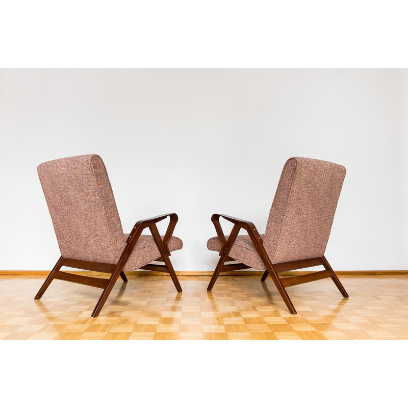 Pair of vintage armchairs with ottoman by František Jirák for Tatra Nabytok, 1960