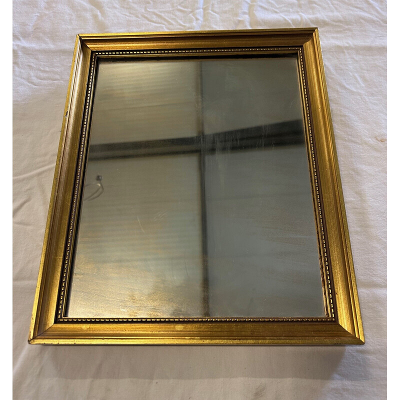 Espejo rectangular dorado de época, 1950