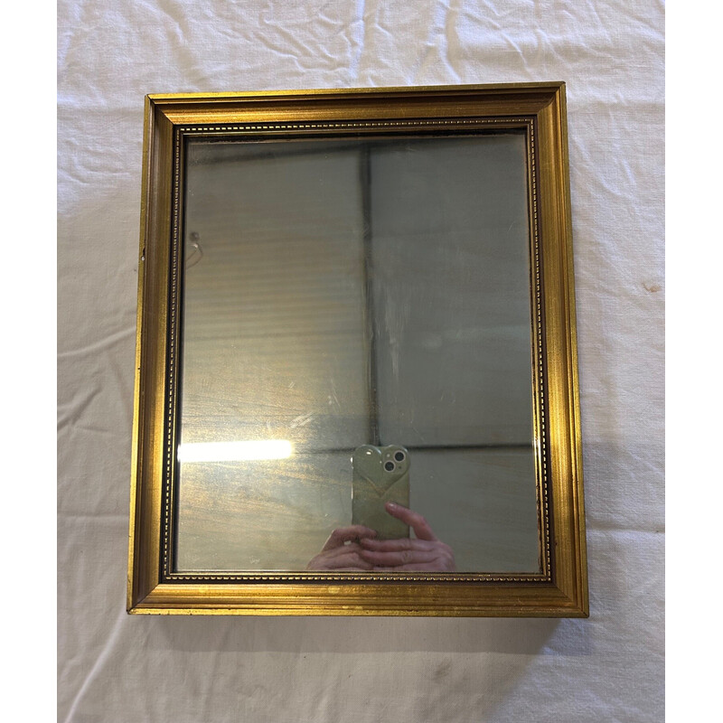 Vintage rectangular gold leaf mirror, 1950