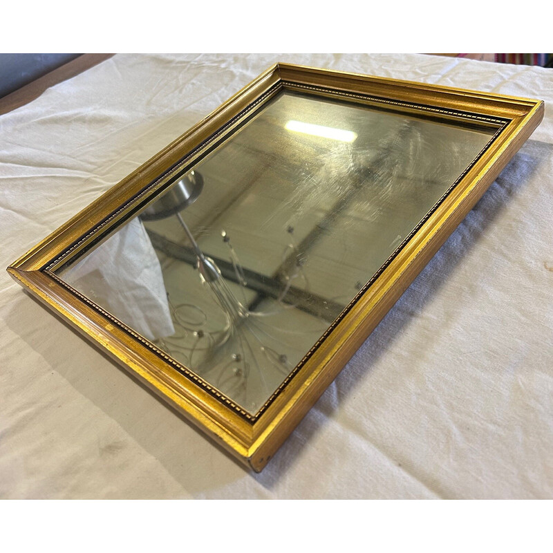 Vintage rectangular gold leaf mirror, 1950