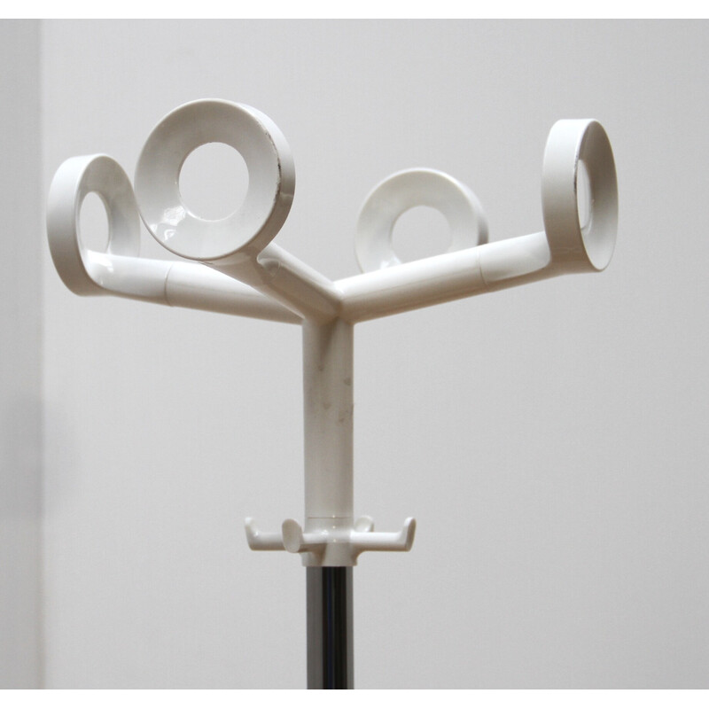 Vintage Hoo coat rack in white plastic chrome metal for Horm Casamania