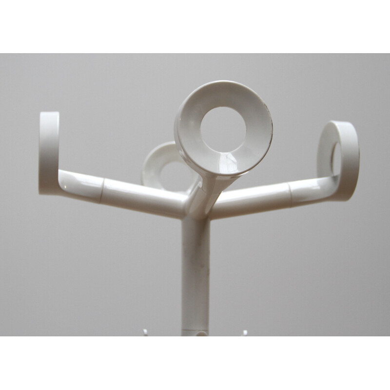 Vintage Hoo coat rack in white plastic chrome metal for Horm Casamania