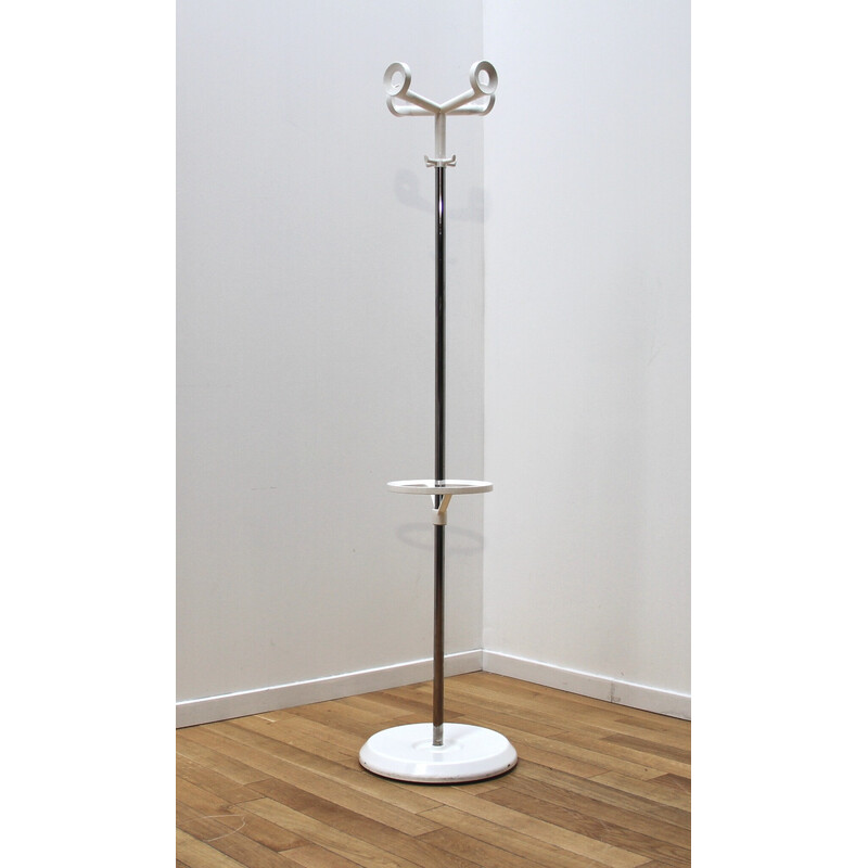 Vintage Hoo coat rack in white plastic chrome metal for Horm Casamania