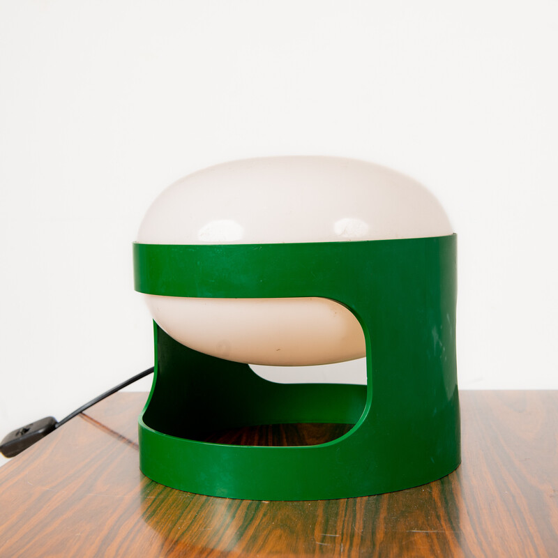 Vintage "KD 27" lamp in green Abs and opaline glass by Joe Colombo for Kartell, 1967