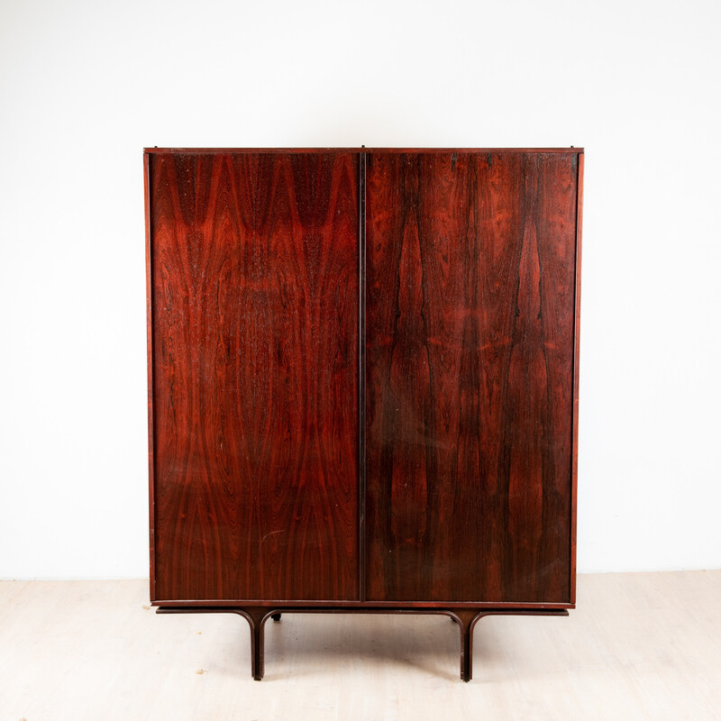 Vintage rosewood veneer wardrobe by Gianfranco Frattini for Bernini, Italy 1970