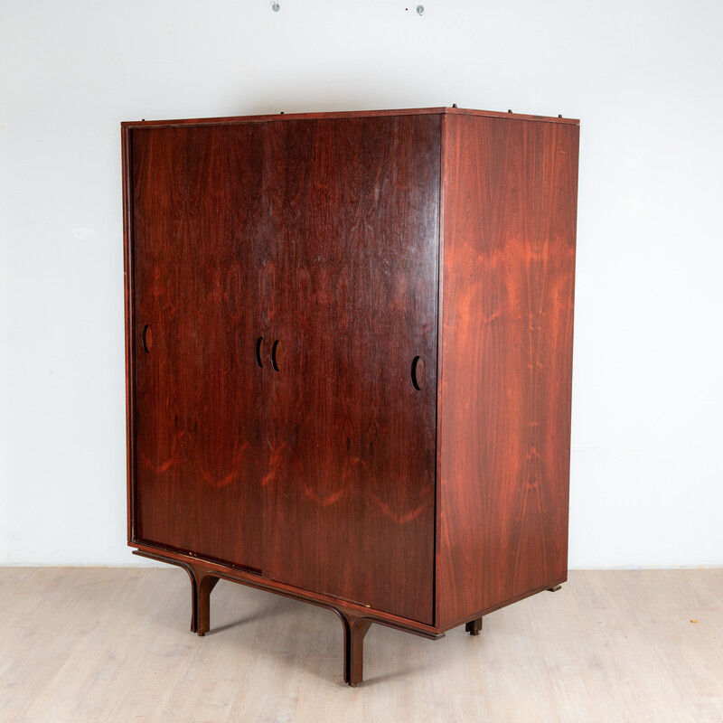 Vintage rosewood veneer wardrobe by Gianfranco Frattini for Bernini, Italy 1970