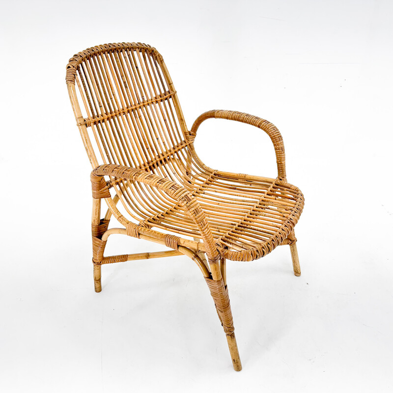 Vintage rattan armchair, Czechoslovakia 1970