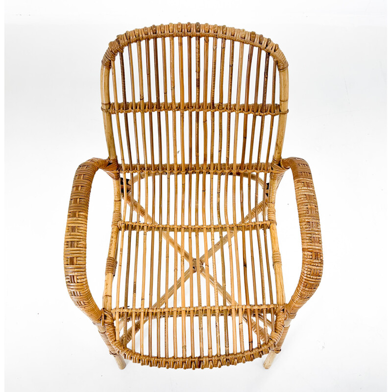 Vintage rattan armchair, Czechoslovakia 1970