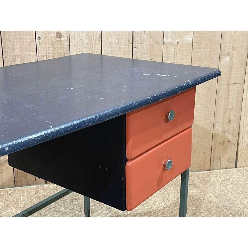 Vintage desk with metal base, 1960