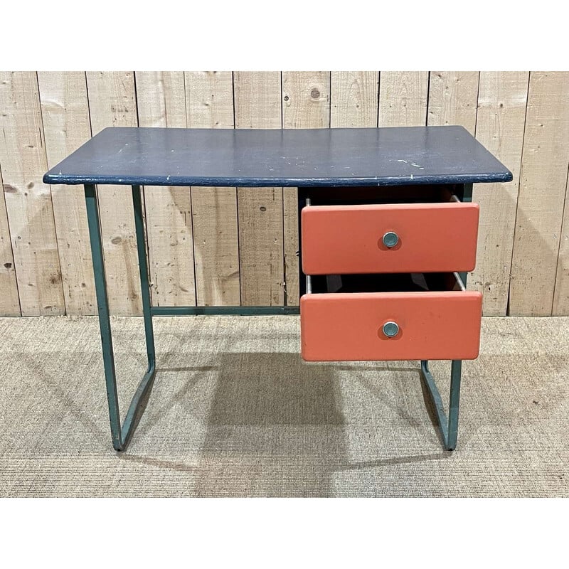 Vintage desk with metal base, 1960