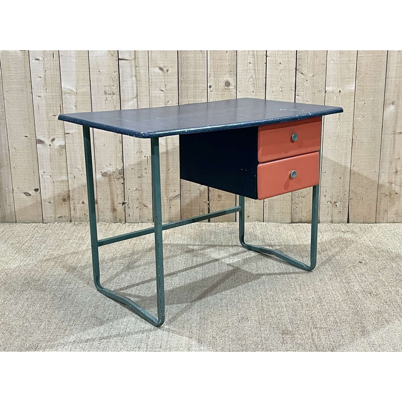 Vintage desk with metal base, 1960