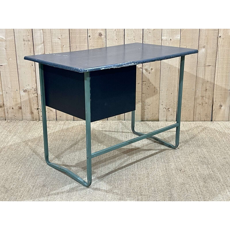 Vintage desk with metal base, 1960