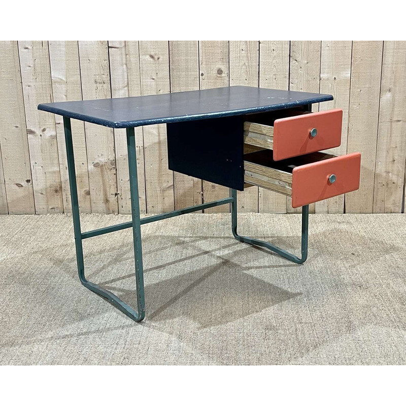 Vintage desk with metal base, 1960