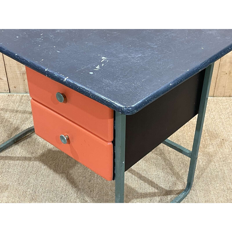 Vintage desk with metal base, 1960