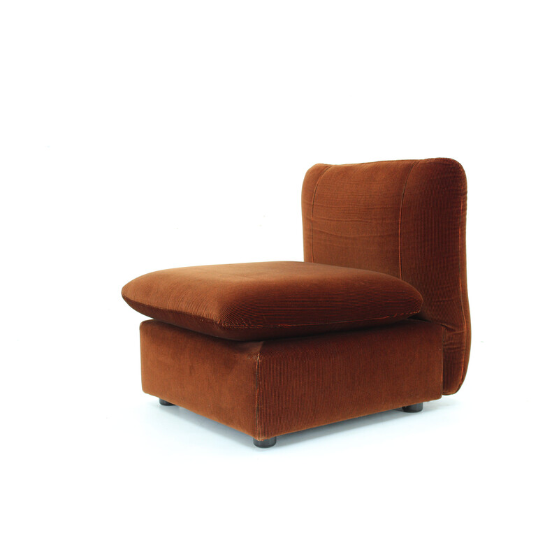 Vintage velvet armchair, Italy 1970