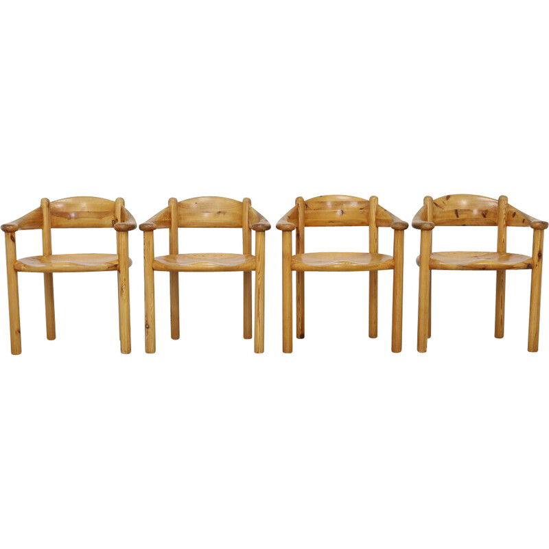 Lot de 4 chaises à repas vintage en pin par Rainer Daumiller pour Hirtshals Savvaerk, Danemark 1970