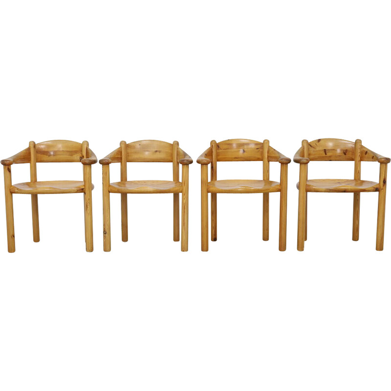 Set of 4 vintage pine dining chairs by Rainer Daumiller for Hirtshals Savvaerk, Denmark 1970