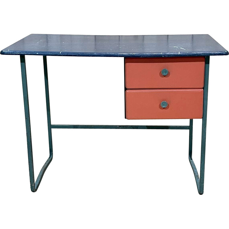 Vintage desk with metal base, 1960