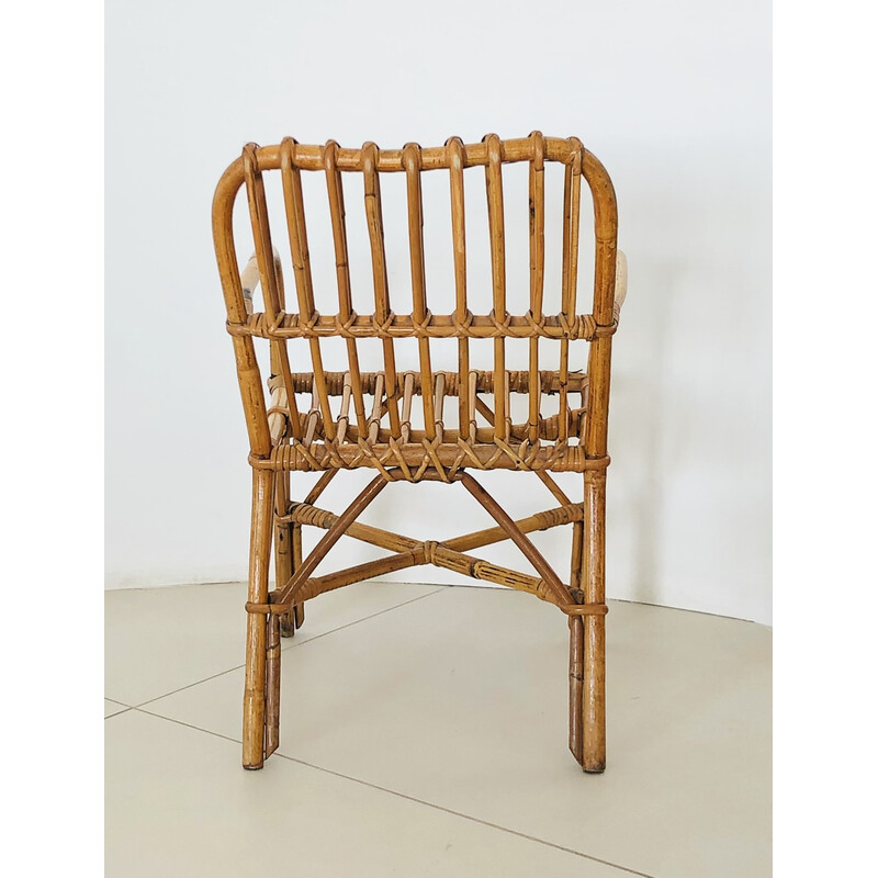 Vintage rattan armchair for children, Italy 1960