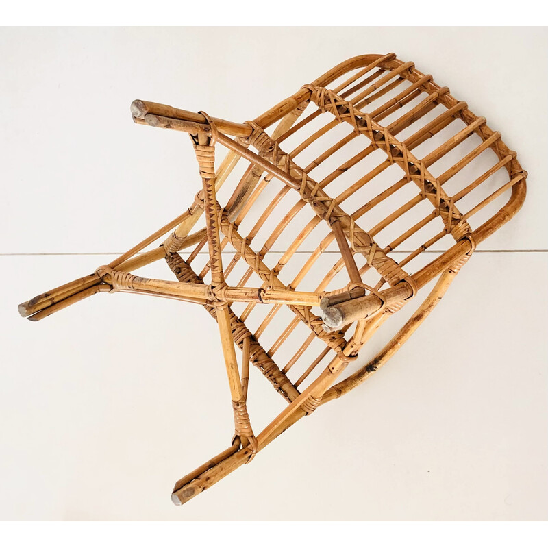 Vintage rattan armchair for children, Italy 1960