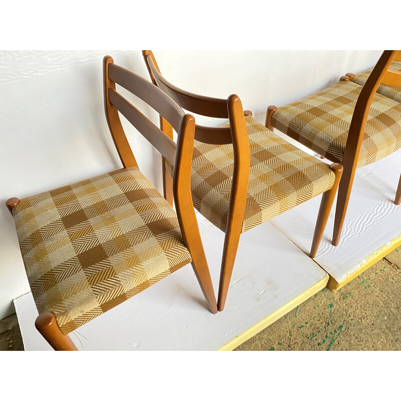 Set di 4 sedie vintage in legno e tessuto, 1960