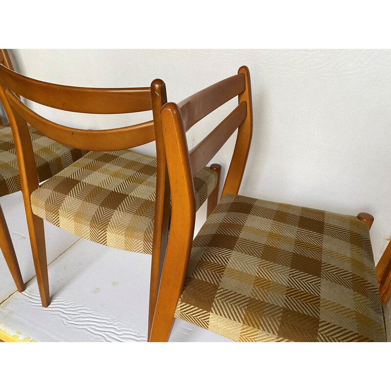 Set of 4 vintage chairs in wood and fabric, 1960