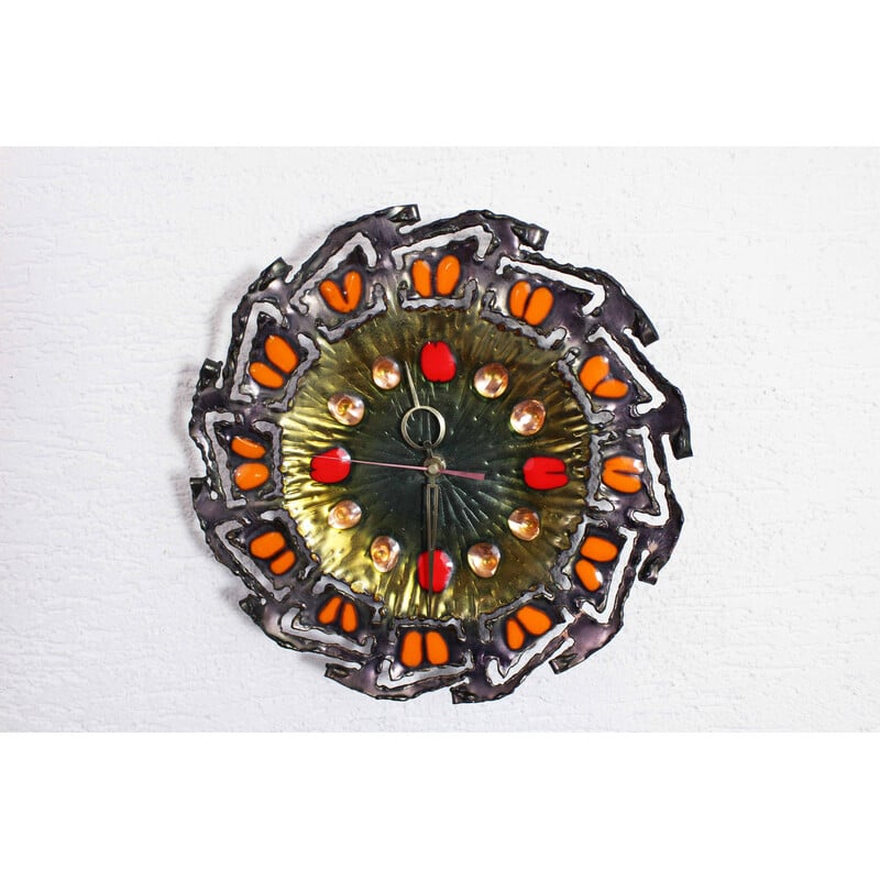 Vintage enameled copper wall clock by Franco Bastianelli for Studio Laurana, Italy 1960