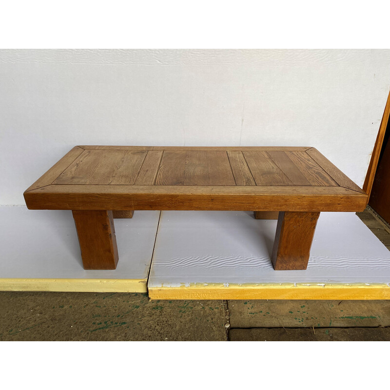 Vintage solid oak farmhouse coffee table, 1950