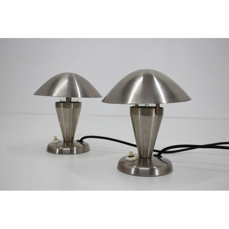 Paire de lampes vintage Bauhaus chromées, Tchécoslovaquie 1930