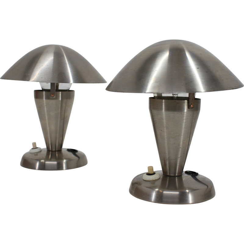 Paire de lampes vintage Bauhaus chromées, Tchécoslovaquie 1930