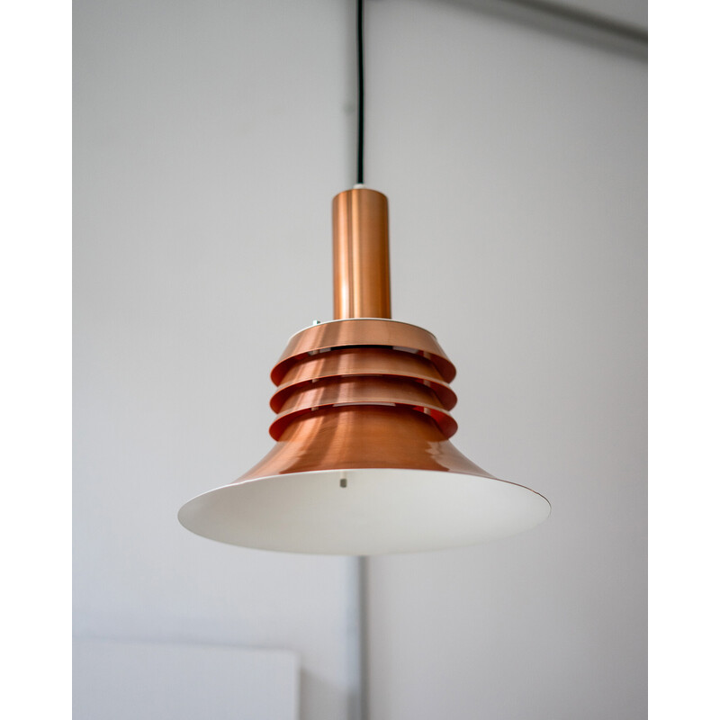 Vintage copper-plated aluminum pendant lamp by Carl Thore for Granhaga, Sweden 1970