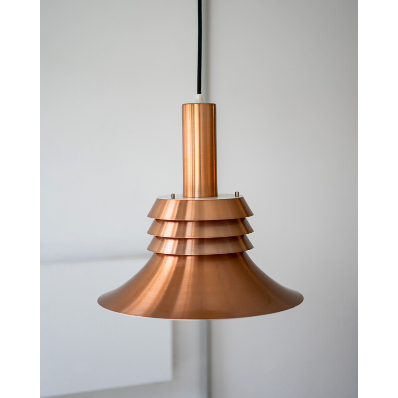 Vintage copper-plated aluminum pendant lamp by Carl Thore for Granhaga, Sweden 1970