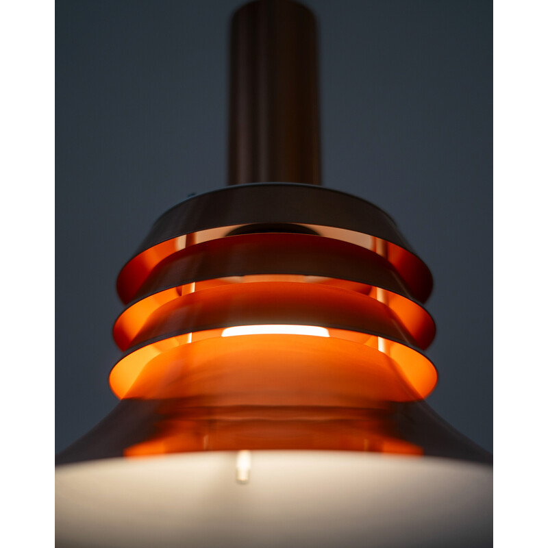 Vintage copper-plated aluminum pendant lamp by Carl Thore for Granhaga, Sweden 1970