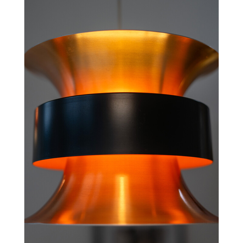 Pair of vintage copper-plated aluminum pendant lamp by Carl Thore for Granhaga, Sweden 1970