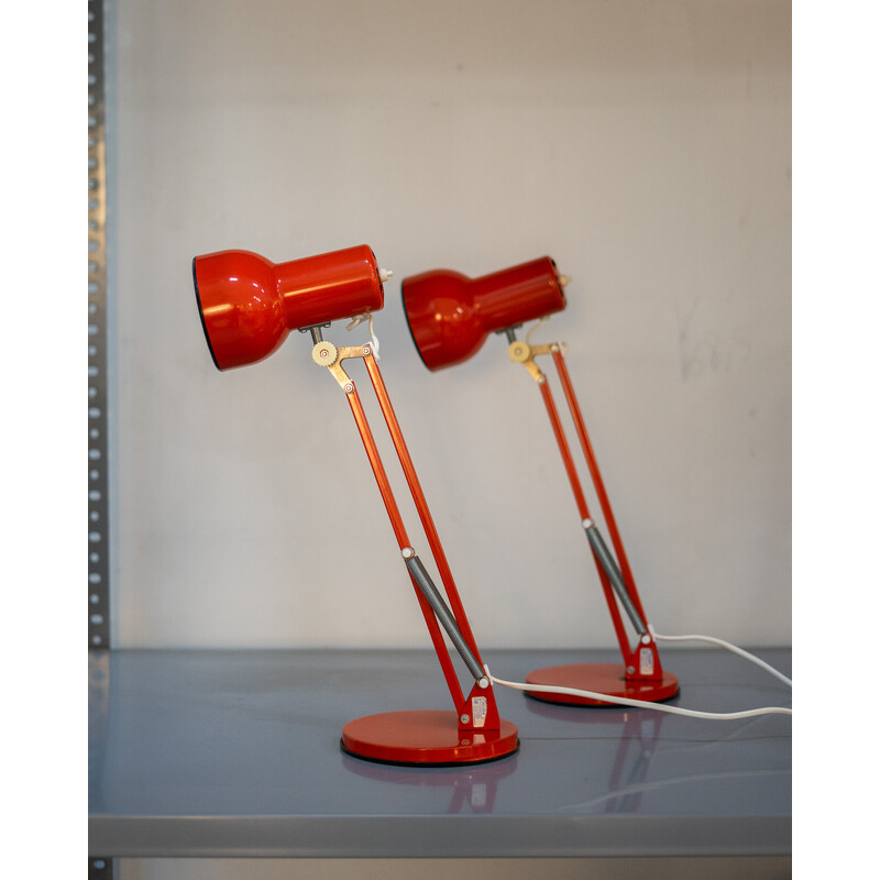 Vintage red table lamps by Lyskær Belysning, Denmark