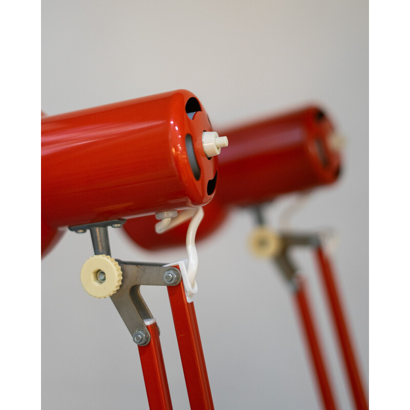 Vintage red table lamps by Lyskær Belysning, Denmark