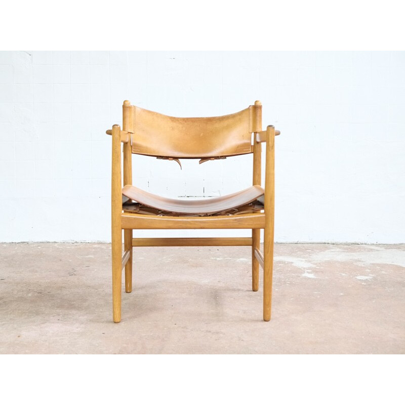Movie director chair in leather by Børge Mogensen - 1960s