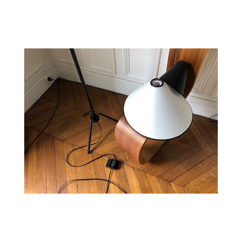 Vintage Diabolo floor lamp in wrought iron and brass, 1950