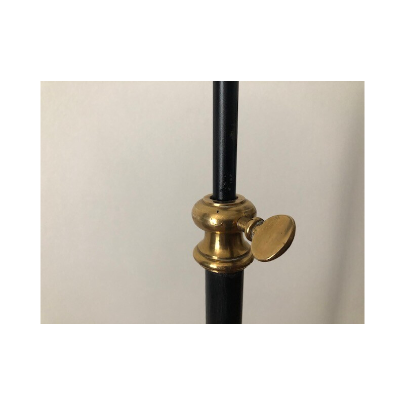 Vintage Diabolo floor lamp in wrought iron and brass, 1950