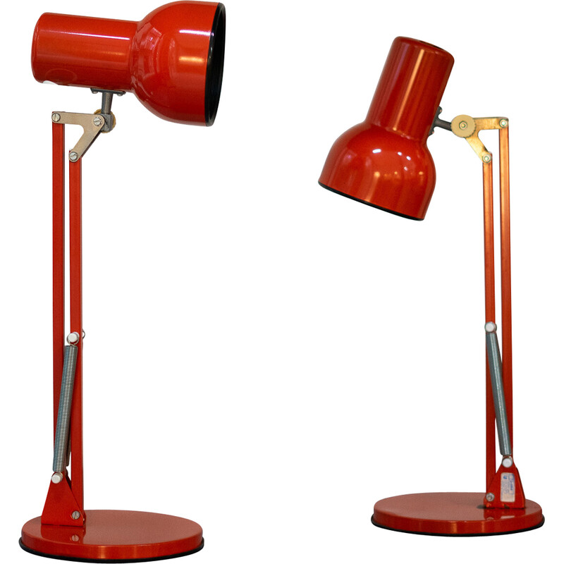 Vintage red table lamps by Lyskær Belysning, Denmark