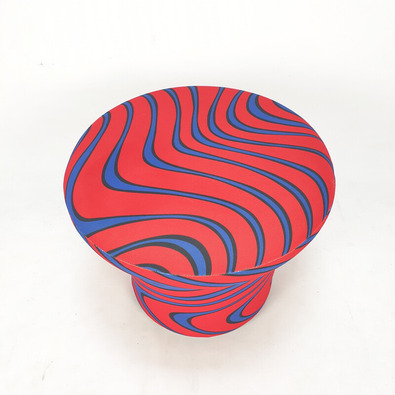 Vintage Champignon pouf in blue and red Momentum fabric by Pierre Paulin for Artifort, 1960