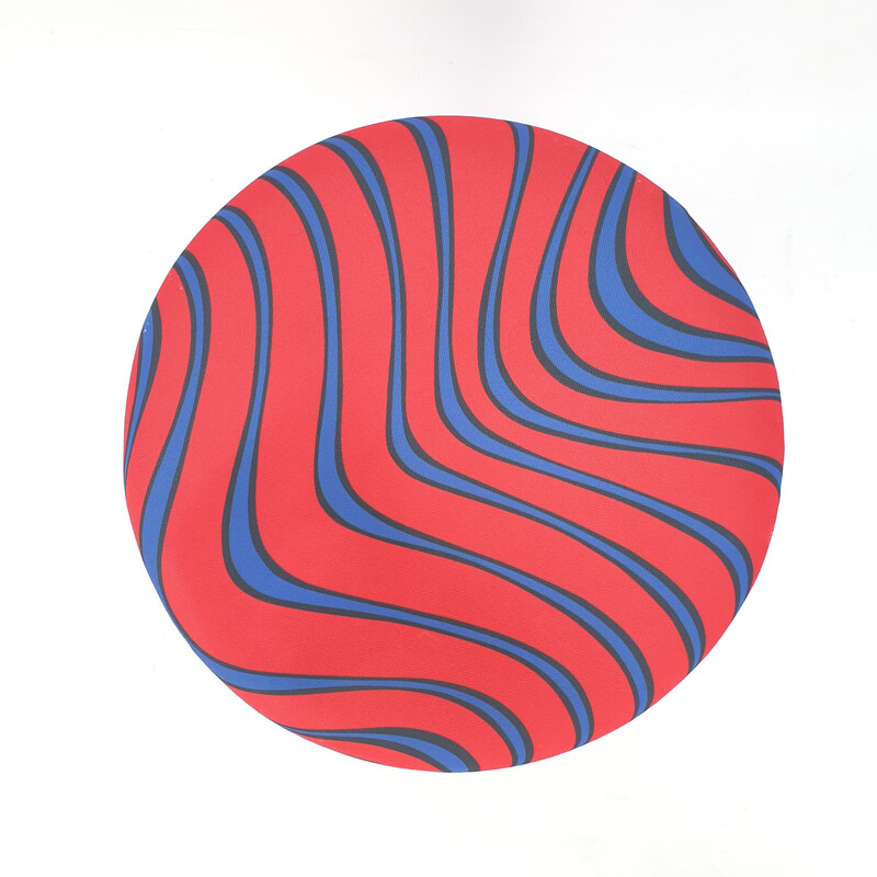 Vintage Champignon pouf in blue and red Momentum fabric by Pierre Paulin for Artifort, 1960