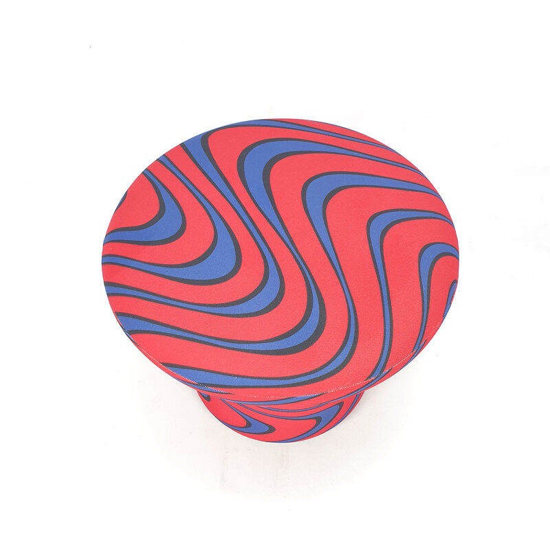 Vintage Champignon pouf in blue and red Momentum fabric by Pierre Paulin for Artifort, 1960