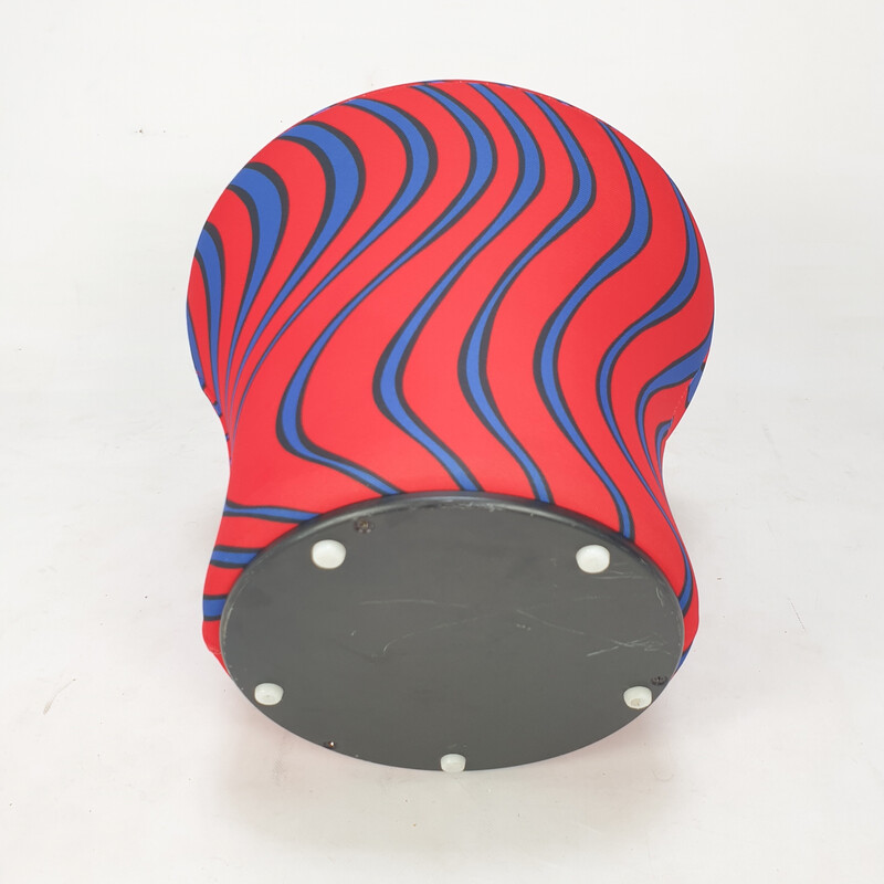 Pouf vintage Champignon en tissu Momentum bleu et rouge par Pierre Paulin pour Artifort, 1960