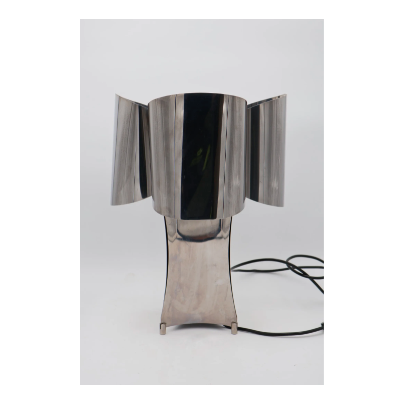 Lampe vintage "quadrilobe" en métal chromé poli, France 1970
