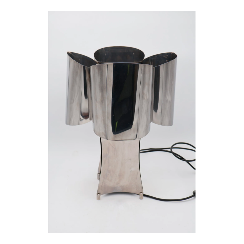Lampe vintage "quadrilobe" en métal chromé poli, France 1970