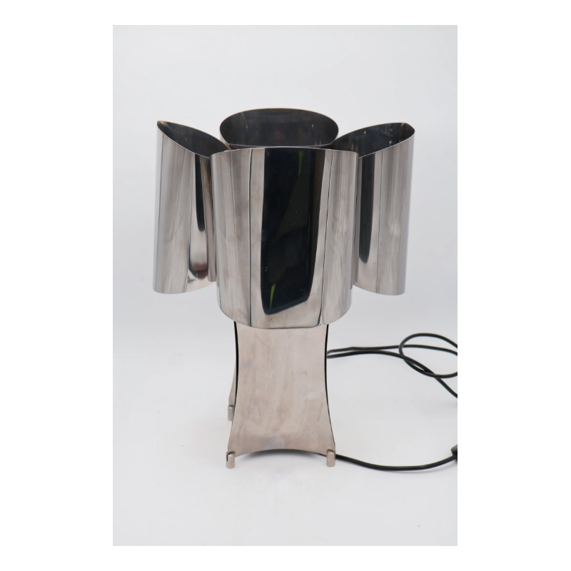 Vintage "quadrilobe" lamp in polished chrome metal, France 1970